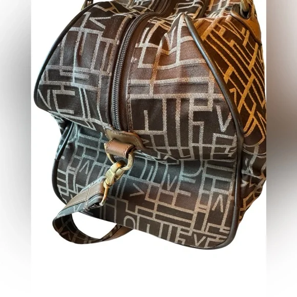 Vintage Diane Von Furstenberg DVF Logo Pattern Overnight Tote Travel Bag - Picture 5 of 11